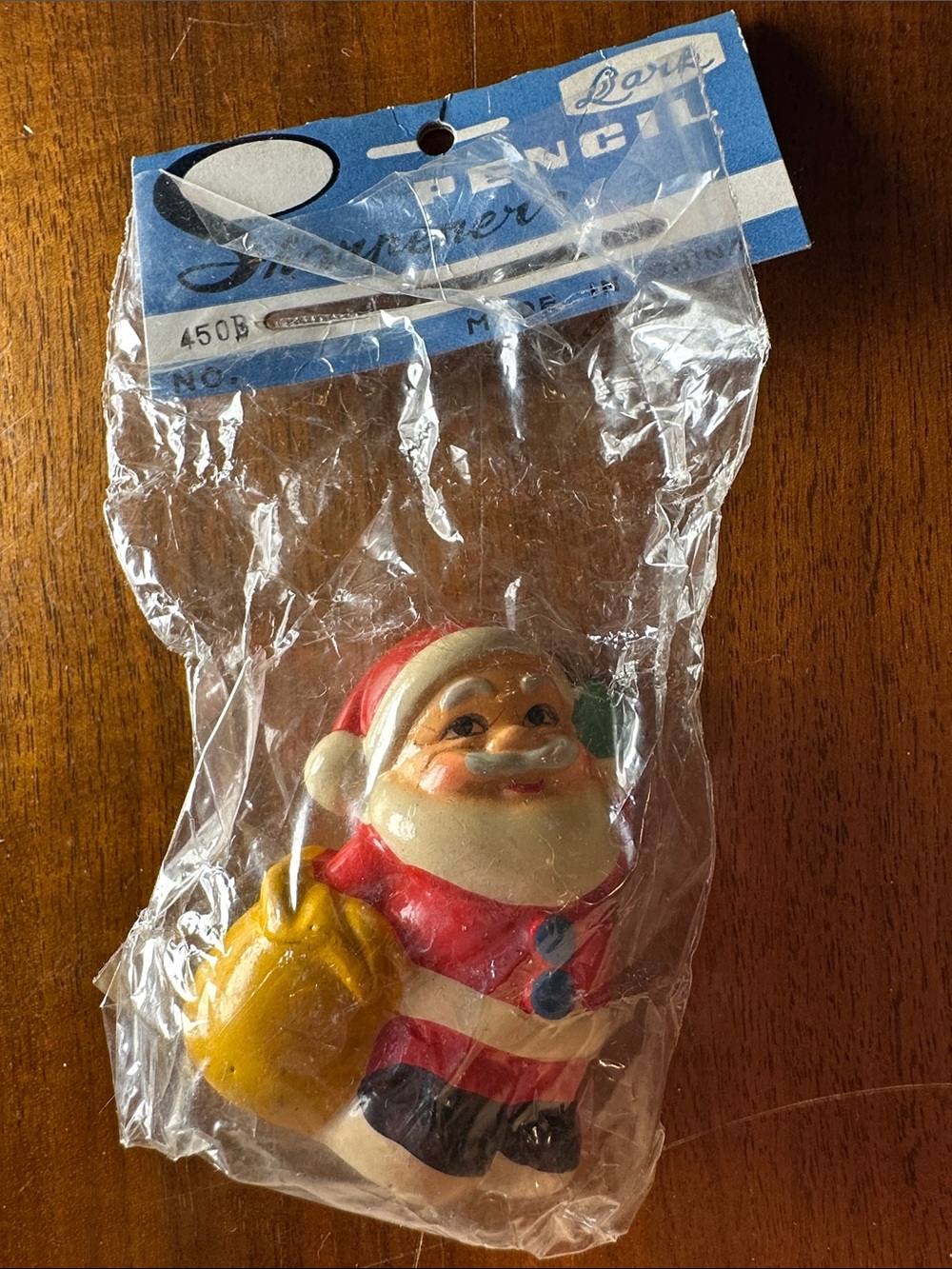 New in Packaging Vintage Lark Brand  Santa Pencil Sharpener | Red, White, Yellow